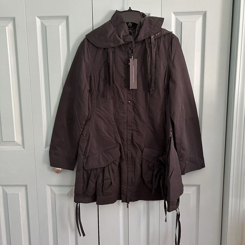 Katherine Barclay Womens Black Windbreaker Jacket Medium Hooded